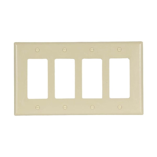 EATON Arrow Hart® 2064V-BOX Medium Size Standard Grade Decorative Wallplate, 4 Gangs, Mid, Thermoset, Ivory