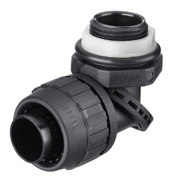 PS0759NBKHubbell, Liquid Tight Connector, Swivelok, 3/4 Inch, Non-Metallic Nylon, Flexible, Black