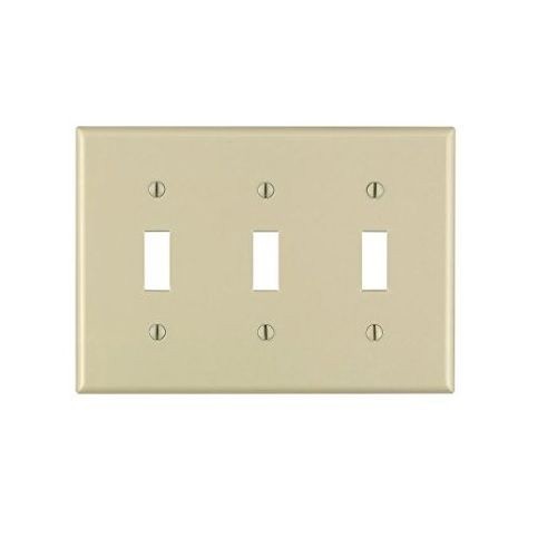 Leviton® 86111 Oversized Wallplate, 3 Gangs, 5.25 in H x 7.12 in W, Thermoset, Ivory