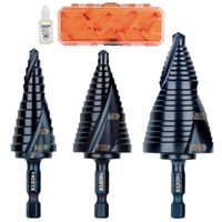 QRSTSPROKlein® QRSTSPRO Quick Release Step Bit Set, 3/16 in Dia Min Hole, 1-3/8 in Dia Max Hole, 12, 2, 3 Hole Sizes, 1/4 in Shank