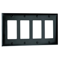 Pass & Seymour® TradeMaster® TP264-BK Standard Wallplate, 4 Gangs, Black, 5-1/2 in H x 8-3/8 in W, Nylon/Thermoplastic