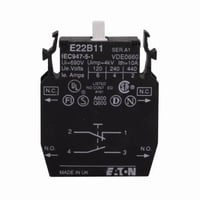 E22B20EATON E22B20 Heavy Duty Standard Contact Block, 22.5 mm, 2NO Contact, 10 A at 600 VAC, 2.5 A at 600 VDC Contact, Silver Contact