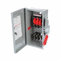 HF361NSiemens HF361N Type VBII Enclosed Fusible Heavy Duty Low Voltage Single Throw Safety Switch With Neutral, 600 VAC, 30 A, 7-1/2 hp, TPST Contact, 3 Poles