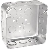 RACO® 257 Square Box With Conduit Knockout, Steel, 42 cu-in Capacity, 16 Knockouts, 4-11/16 in H x 4-11/16 in W x 2-1/8 in D