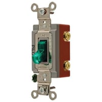 Wiring Device-Kellems HBL® HBL1221PLG Extra Heavy Duty General Purpose Pilot Light Standard Toggle Switch, 120/277 VAC, 20 A, 5540 W, 2-Position