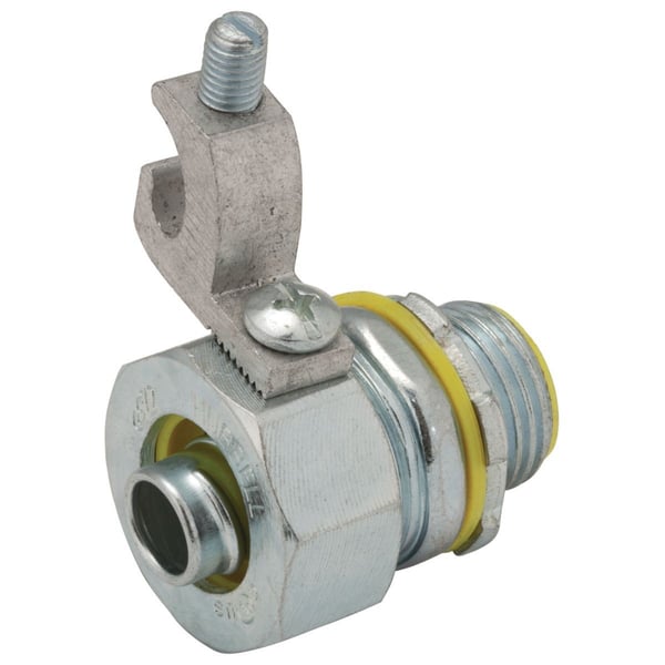 3512-3RACO® 3512-3 Insulated Straight Conduit/Cord Connector With Ground Lug, 1/2 in Trade, Malleable Iron/Steel, Electro-Plated Zinc