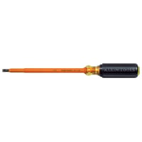 Klein® 605-7-INS Screwdriver, 1/4 in Cabinet Point, 11.313 in OAL, Plastic Handle, Black Oxide, ASTM F1505