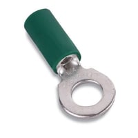 Sta-Kon® 14RBC-516 RB Series Heavy Duty Insulated Ring Terminal, 16 to 14 AWG Conductor, 1.29 in L, Brazed/Overlapped Seam Barrel, Copper, Green