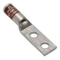 BURNDY® HYLUG™ YA2CL2TC14 YA-L-2TC 2-Hole Compression Lug With Inspection Window, 2 AWG Stranded Copper Conductor, Die Code: 10, 1/4 in Stud, Tin Plated Copper