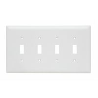 Pass & Seymour® TradeMaster® TPJ4-W Junior Jumbo Standard Wallplate, 4 Gangs, 4.9 in H x 8-3/4 in W, Nylon/Thermoplastic, White