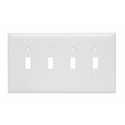 Pass & Seymour® TradeMaster® TPJ4-W Junior Jumbo Standard Wallplate, 4 Gangs, 4.9 in H x 8-3/4 in W, Nylon/Thermoplastic, White