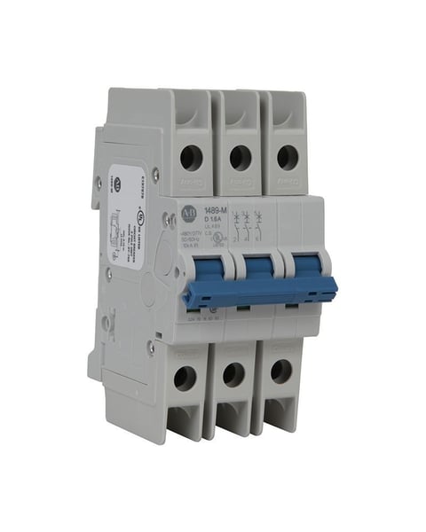 Allen-Bradley 1489-M3C100 1489-M Miniature Circuit Breaker, Standard configuration, AC, UL/CSA Max. Voltage: 240V AC, 48V DC, IEC/EN Max. Voltage: 230V AC, 3Pole Configuration, Trip Curve C, 10A