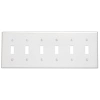 Leviton® 88036 Standard Size Traditional Wallplate, 6 Gangs, 4.5 in H x 11.8 in W, Thermoset, White