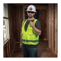 60269Klein® 60269 Safety Vest, M/L, Hi-Viz Yellow, Polyester, Front Zipper Closure, 8 Pockets, ANSI Class: Type R Class 2, ANSI/ISEA 107-2015