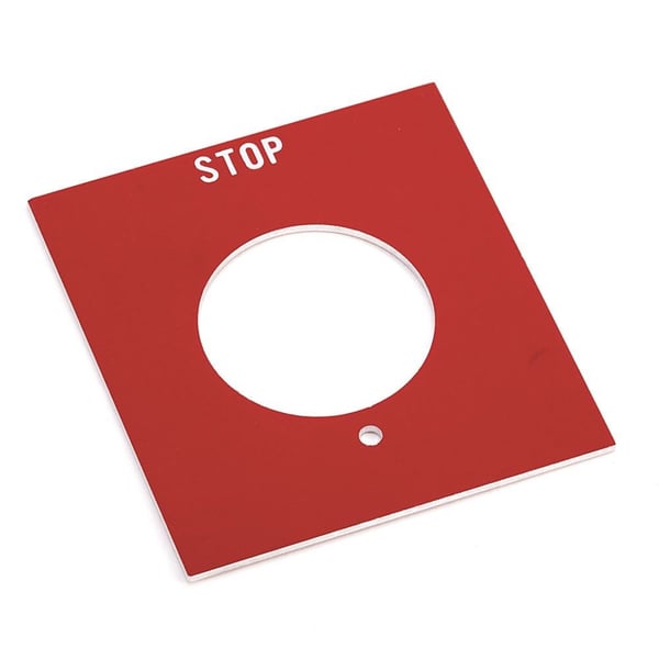 Allen-Bradley 800H-Y50 800H PB Legend Plate, Type 7&9, Standard Size, STOP, Red, Class I Div. 1 Application