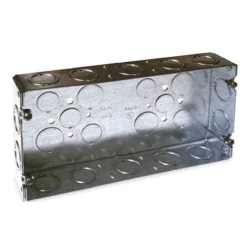 RACO® 952 Gang Box, Steel, 60 cu-in Capacity, 3 Gangs, 24 Knockouts