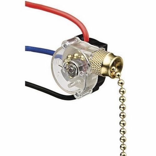 IDEAL® 774037 3-Speed 3-Wire Circuit Pull Chain Switch, 125/250 VAC, 6/3 A, SPTT/4-Position