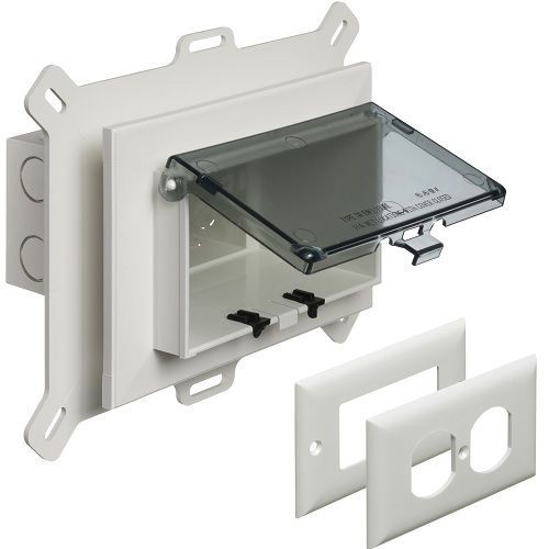 Arlington InBox™ DBHS1C DB Series 1-Piece Low Profile Electrical Box, Plastic, 22 cu-in Capacity, 1 Gangs, 1 Outlets, 7.012 in L x 9.058 in W x 5.16 in H