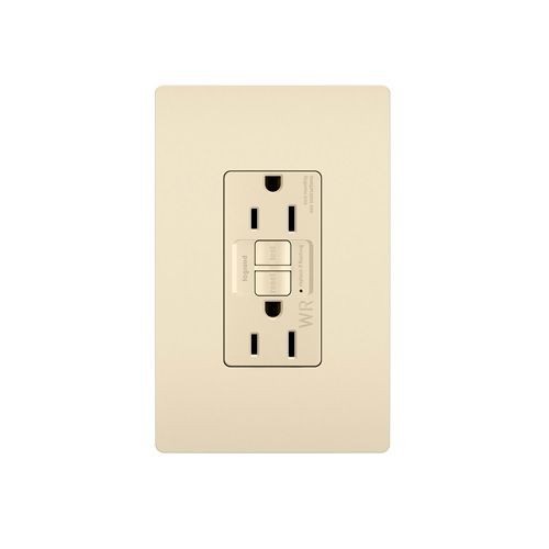 Pass & Seymour® Radiant® 1597TRWRLA Duplex Self-Test Tamper/Weather-Resistant GFCI Receptacle, 125 VAC, 15 A, 2 Poles, 3 Wires, Light Almond