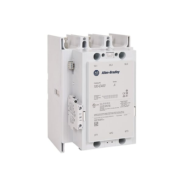 Allen-Bradley 100-E460EN11 Contactor, IEC, 460 A, 250-500V 50-60 Hz/250-500V DC, 3 NO poles, 1 NO 1 NC Auxiliary Contacts, With 24V DC PLC Interface, Bus BarConnections