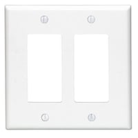 Leviton® Decora® 80609-W Midway Size Wallplate, 2 Gangs, 4.88 in H x 4.94 in W, Thermoset, White