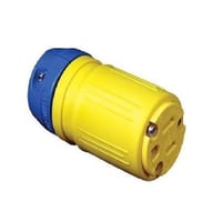 Ericson® Perma-Grip™ Perma-Link® Perma-Tite® 2 1614-C 1-Phase Grounding Straight Blade Connector, 250 VAC, 15 A, 2 Poles, 3 Wires, Blue/Yellow