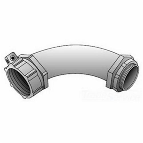 4Q-9300LTO-Z/Gedney Ground-Tite® 4Q-9300LT Concretetight Liquid Tight Oiltight Positive Grounding Raintight Conduit Connector With Lug and Insulated Throat, 3 in Trade, 1 to 4/0 AWG Cable Openings, 90 deg, Malleable Iron, Zinc Electroplated
