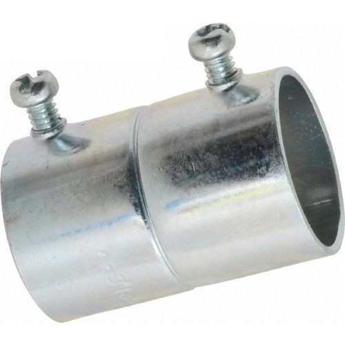 Crouse-Hinds 464 Set Screw Thinwall Concrete Tight Conduit Coupling, 1-1/2 in, For Use With EMT Conduit, Steel, Zinc Plated