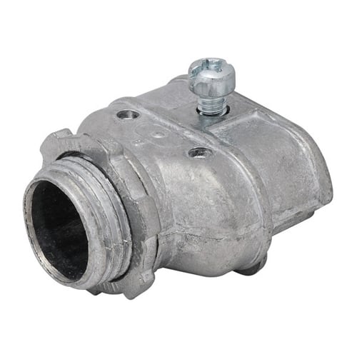Data-Spec SheetMadison Electric L-158 Set Screw x Threaded Duplex Box Connector, 3/8 in Trade, For Use With Flexible Metal Conduit, Die Cast Zinc