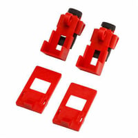 103538Brady® 103538 1-Pole Clamp-On Electrical Risk Circuit Breaker Switch Lockout Device, For Use With 120/277 VAC 1-Pole and Internal Trip Multi-Pole Circuit Breaker, 0.31 in Dia Max Padlock Shackle, Polypropylene, Red