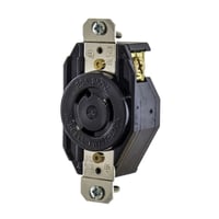Wiring Device-Kellems Select Spec™ Twist-Lock® L620R Heavy Duty Grounding Standard Single Locking Receptacle, 250 VAC, 20 A, 2 Poles, 3 Wires, Black