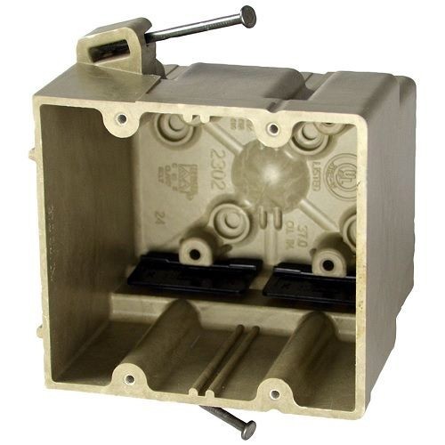2302-NKAllied Moulded fiberglassBOX™ 2302-NK Electrical Box, Polyester BMC, 37 cu-in, 2 Gangs, 4 Outlets, 8 Knockouts