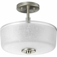Progress Lighting® P2851-09 Alexa Semi-Flush Mount Lighting, (2) A19 Incandescent Lamp, 120 VAC, Brushed Nickel Plated/Gray Housing