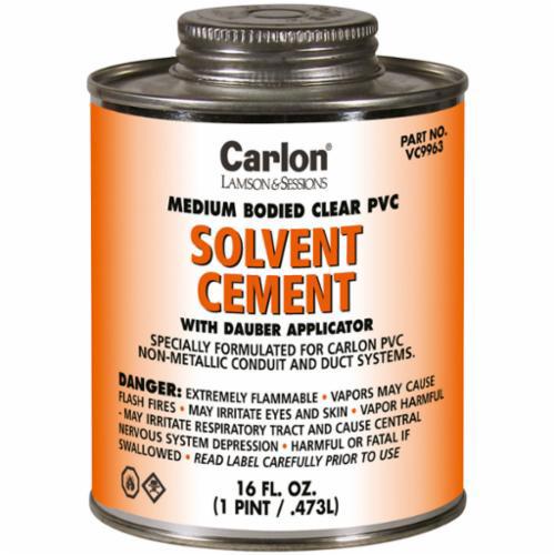 VC9964Carlon® VC9964 Standard Conduit Cement With Dauber Applicator, 8 oz Can, Liquid Form, Clear
