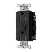 Wiring Device-Kellems AUTOGUARD® Style Line GFTWRST15BK Decorator Duplex Heavy Duty Standard Self-Test Tamper/Weather Resistant GFCI Receptacle, 125 VAC, 15 A, 2 Poles, 3 Wires, Black