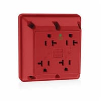 21254-HRLeviton® 21254-HR 1-Phase 4-in-1 Extra Heavy Duty Grounding Straight Blade Receptacle, 250 VAC, 20 A, 2 Poles, 3 Wires, Red