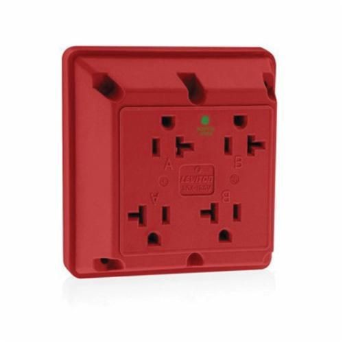 21254-HRLeviton® 21254-HR 1-Phase 4-in-1 Extra Heavy Duty Grounding Straight Blade Receptacle, 250 VAC, 20 A, 2 Poles, 3 Wires, Red