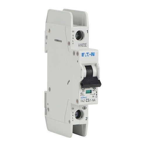 FAZ-C5/1-NA-SPCutler-Hammer FAZ-C5/1-NA-SP FAZ-NA Type FAZ-NA Miniature Circuit Breaker, 277/480 VAC, 5 A, 10 to 14 kA Interrupt, 1 Poles, 5 to 10X /n/C-Curve/Shunt/Thermal Magnetic Trip