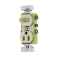 Wiring Device-Kellems tradeSELECT® Traditional Tamper-Resistant Combination Switch and Receptacle, 15 A at 120/125 VAC