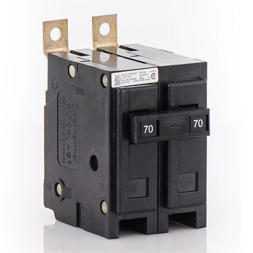 BAB2070EATON QuickLag® BAB2070 Type BAB Miniature Circuit Breaker, 120/240 VAC, 70 A, 10 kA Interrupt, 2 Poles, Non-Interchangeable Thermal Magnetic Trip