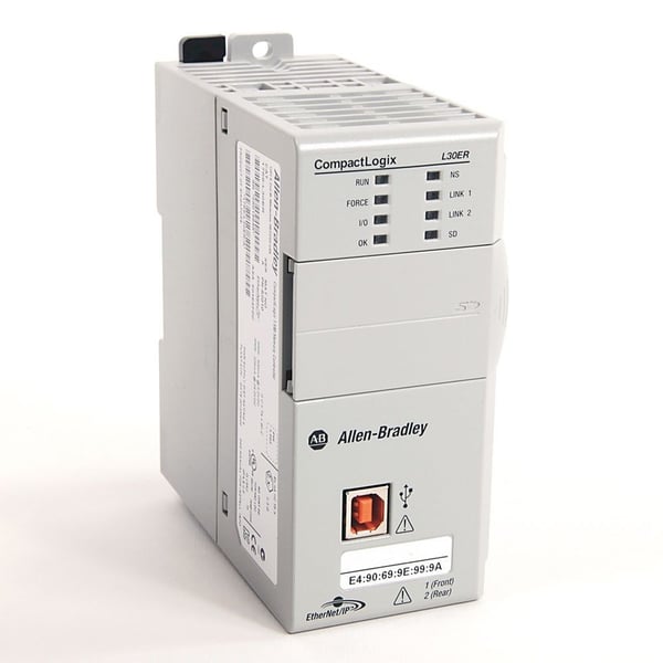 1769-L30ERAllen-Bradley, 1769-L30ER, CompactLogix 5370 L3 Controllers, Dual Ethernet w/DLR capability, 1MB Memory, 8 I/O Expansion, 16 Ethernet IP Nodes. Controllers are shipped with 1GB SD card and can support up to 2GB SD card.