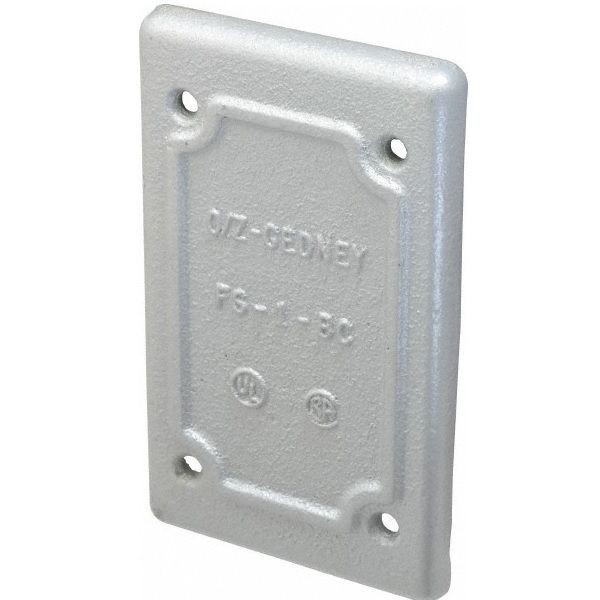 FS1-BCO-Z/Gedney FS1-BC Blank Flat Device Box Cover, 5.4 in L x 5.4 in W x 0.68 in D, Iron