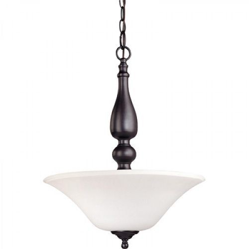 60/1848SATCO® 60/1848 DuPont Transitional Hanging Pendant Light Fixture, (3) A19 Incandescent Lamp, 120 VAC, Dark Chocolate Bronze Housing