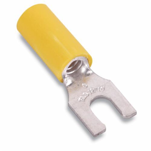 RC2223Sta-Kon® RC10-8FL RC Series Insulated Fork Terminal, 12 to 10 AWG Conductor, 1 in L, Brazed Seam/Serrated Barrel, Copper, Yellow
