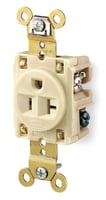 HBL5361IHubbell, Straight Blade Receptacle, Single, 2 Pole, 3 Wire, 20 Ampere, 125 Volts, Ivory
