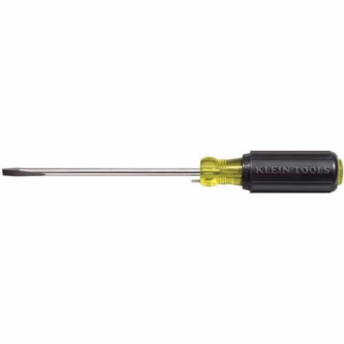 Klein® 605-4B Wire Bending Screwdriver, 1/4 in Cabinet Point, Steel Shank, 8-11/32 in OAL, Acetate Handle, Polished Chrome, ANSI/ASME Specified