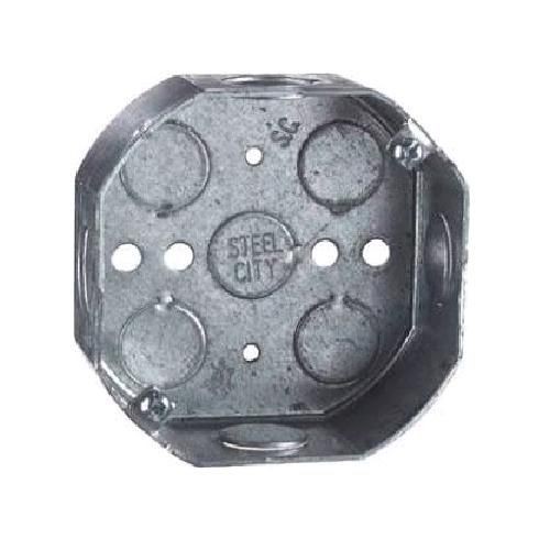 Steel City® 54151-3/4 Drawn Style Box, Steel, 15.8 cu-in Capacity, 1 Outlets, 7 Knockouts, 1-1/2 in D