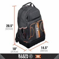 62201MBKlein® 62201MB 32-Pocket Electrician's Backpack, 1680d Ballistic Weave/Hard Molded Polypropylene, Black/Orange