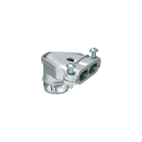 84690STArlington SNAP-TITE® 84690ST Duplex Cable Connector With Twin Screw Strap, 3/8 in Trade, 1/2 in Knockout, 0.512 to 0.612 in Cable Openings, Die Cast Zinc, Electro-Plated Zinc