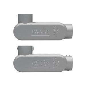 LR15 MTEATON Crouse-Hinds Condulet® SnapPack™ LR45 CGN Type LR Conduit Outlet Body With Cover and Neoprene Gasket, 1-1/4 in Hub, 5 Form, 35.8 cu-in Capacity, Die Cast Copper-Free Aluminum, Epoxy Powder Coated